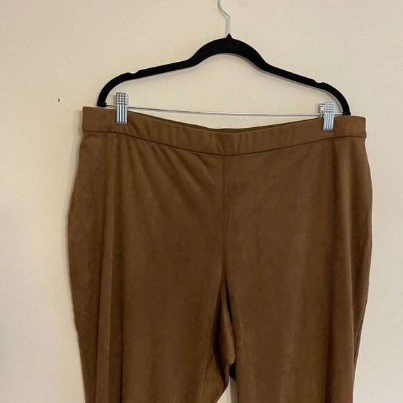 GRAVER Susan Graver Wmn 1XP Caramel Brown Faux Suede Pull-On Ankle Leggings NWOT - Picture 5 of 11